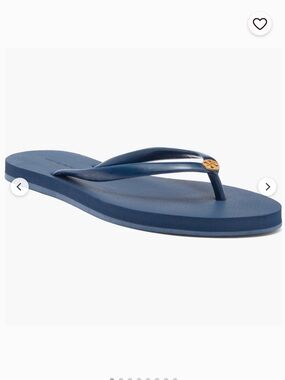 Tory Burch Navy Slim Flip Flop with Gold Logo